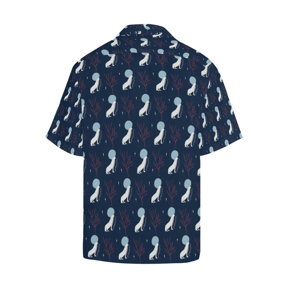 Wolf Moon Print Design LKS304 Men's Hawaiian Shirt