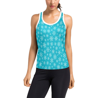 Snowflake Print Design LKS304 Women's Racerback Tank Top