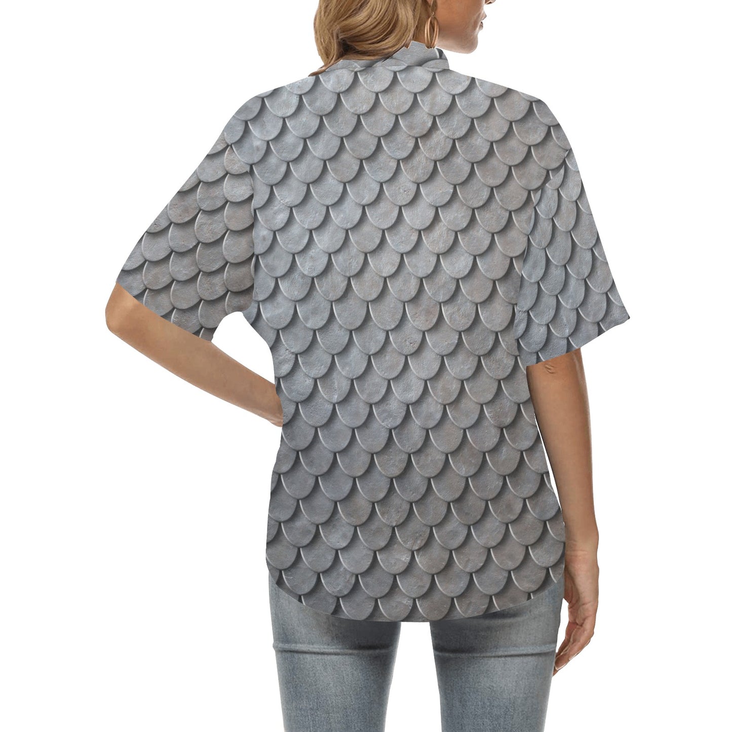 Armor Scales Pattern Print Design 03 Women's Hawaiian Shirt