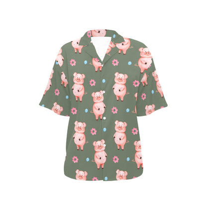 Pig Pattern Print Design 03 Women's Hawaiian Shirt