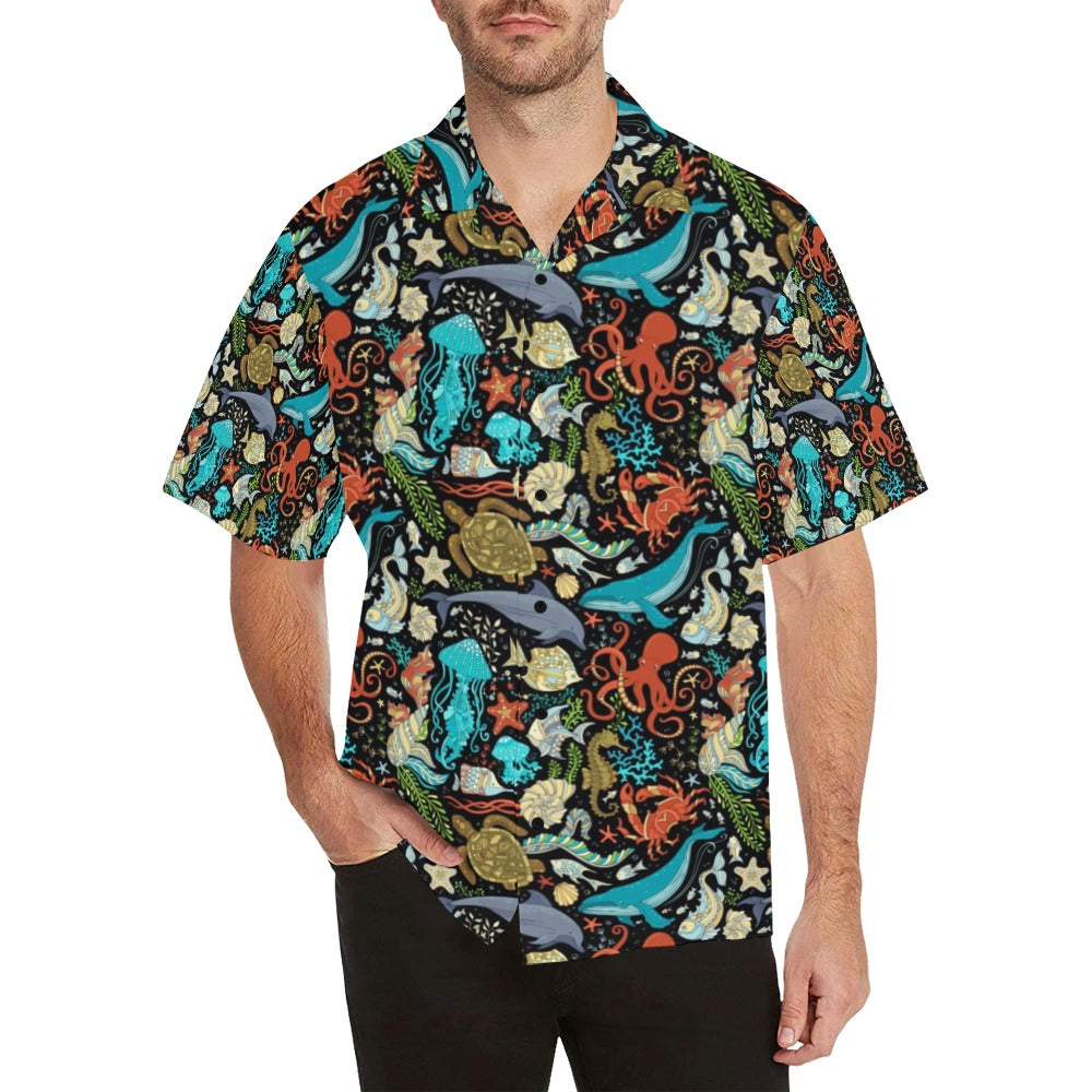 Underwater Animal Print Design LKS301 Men's Hawaiian Shirt