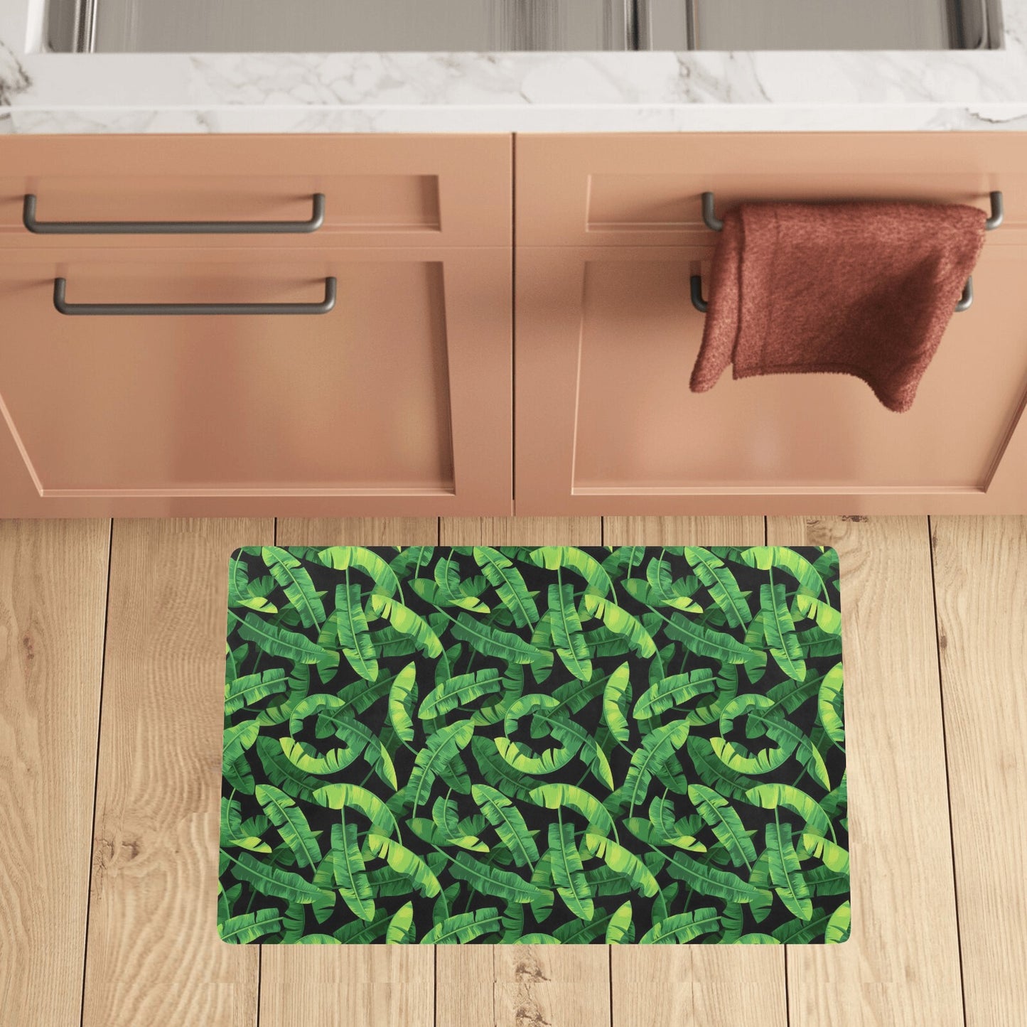 Banana Leaf Pattern Print Design 02 Kitchen Mat