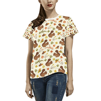 Squirrel Print Design LKS3010 Women's  T-shirt