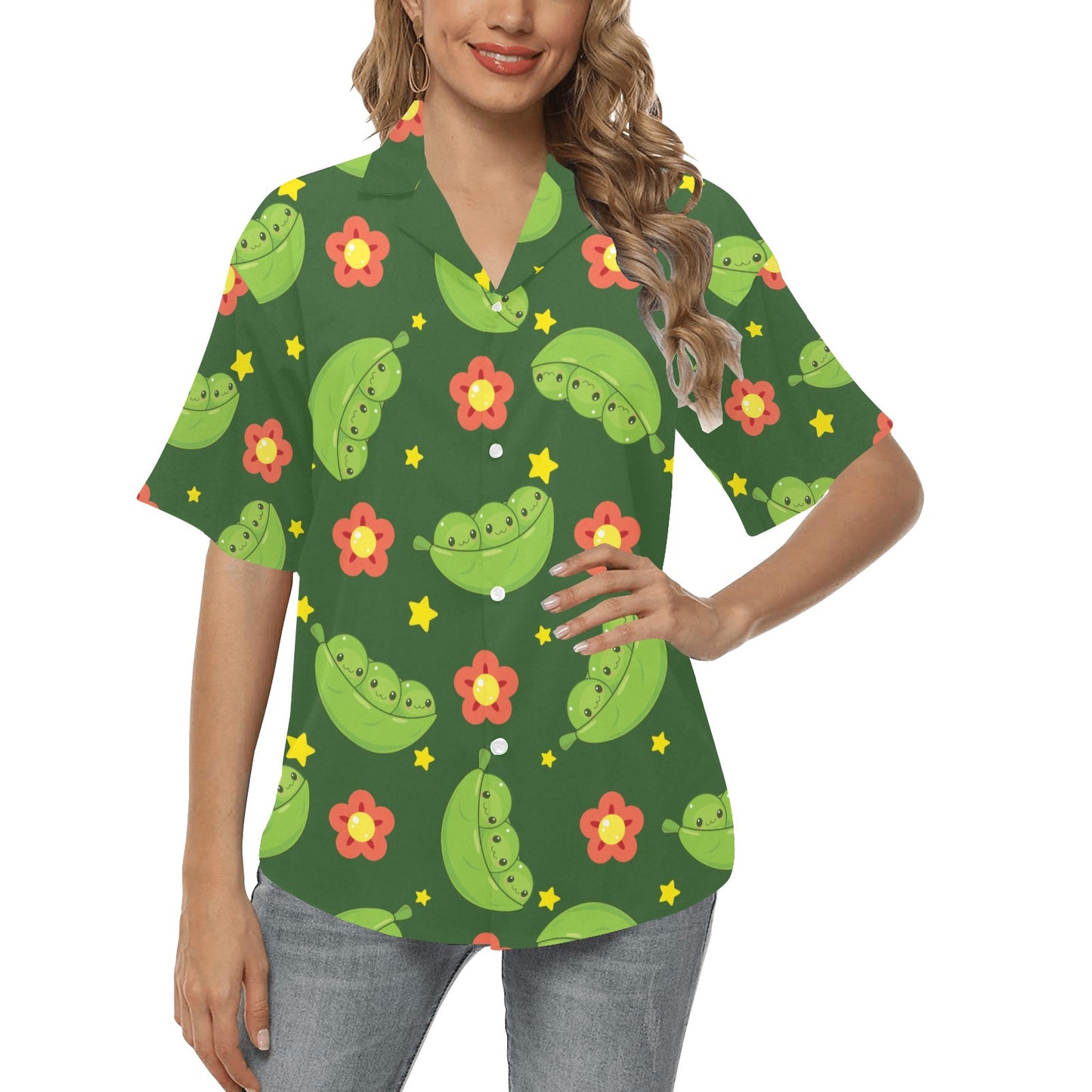 Peas Pattern Print Design A01 Women's Hawaiian Shirt