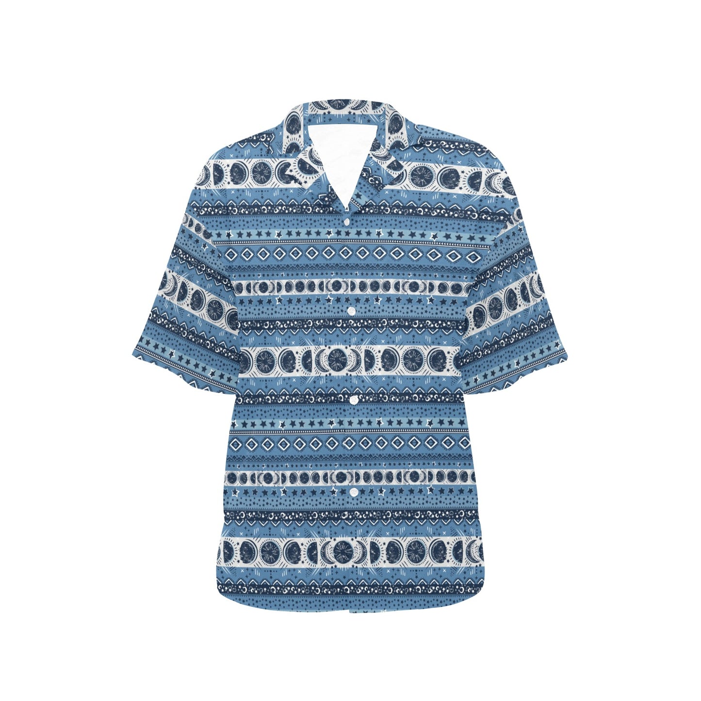 Sun Moon Pattern Print Design LKS306 Women's Hawaiian Shirt