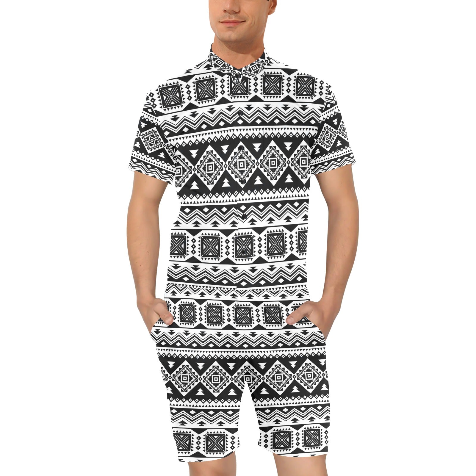 Aztec Pattern Print Design 08 Men's Romper