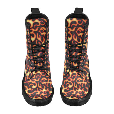 Flame Fire Themed Print Women's Boots