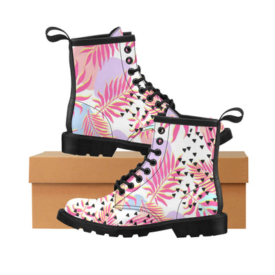Pink Tropical Palm Leaves Women's Boots