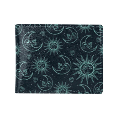 Sun Moon Magic Design Themed Print Men's ID Card Wallet