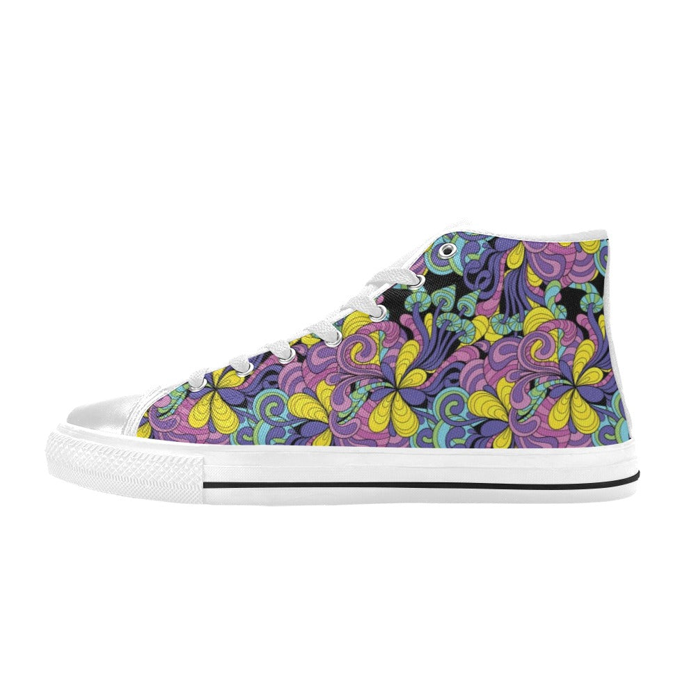 Trippy Print Design LKS305 High Top Women's White Shoes