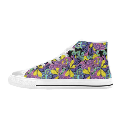 Trippy Print Design LKS305 High Top Women's White Shoes