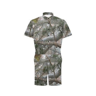 Camo Realistic Tree Forest Pattern Men's Romper