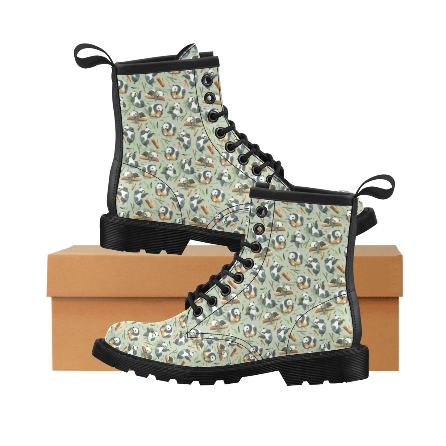 Panda Bear Design Bamboo Print Women's Boots