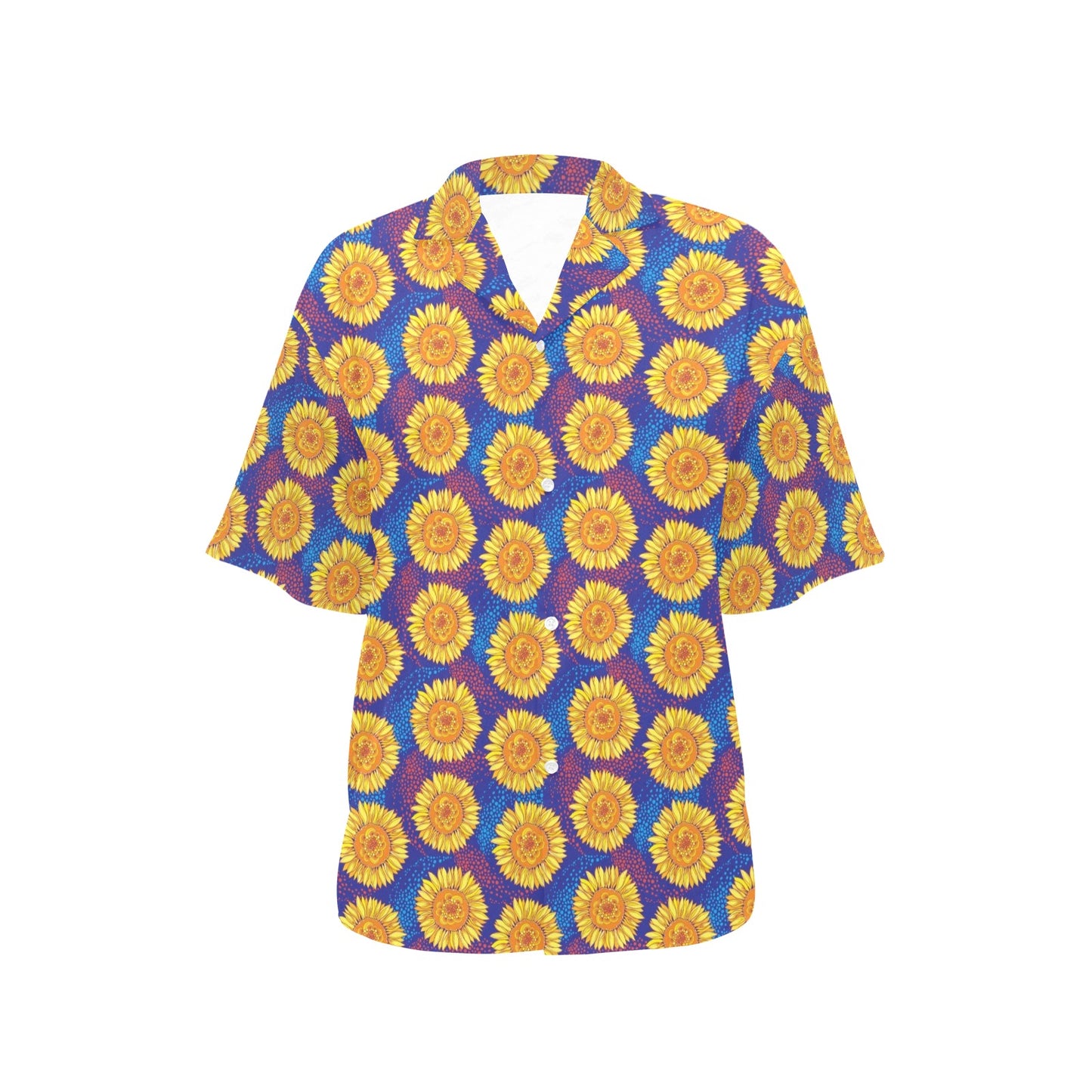 Sunflower Hand Drawn Style Print Women's Hawaiian Shirt