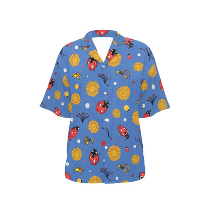 Ladybug Pattern Print Design 05 Women's Hawaiian Shirt
