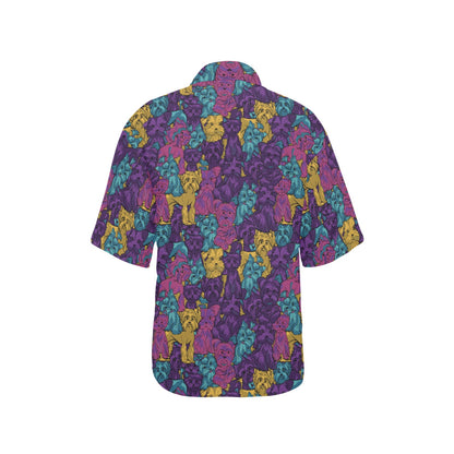 Yorkshire Terriers Print Design LKS3010 Women's Hawaiian Shirt
