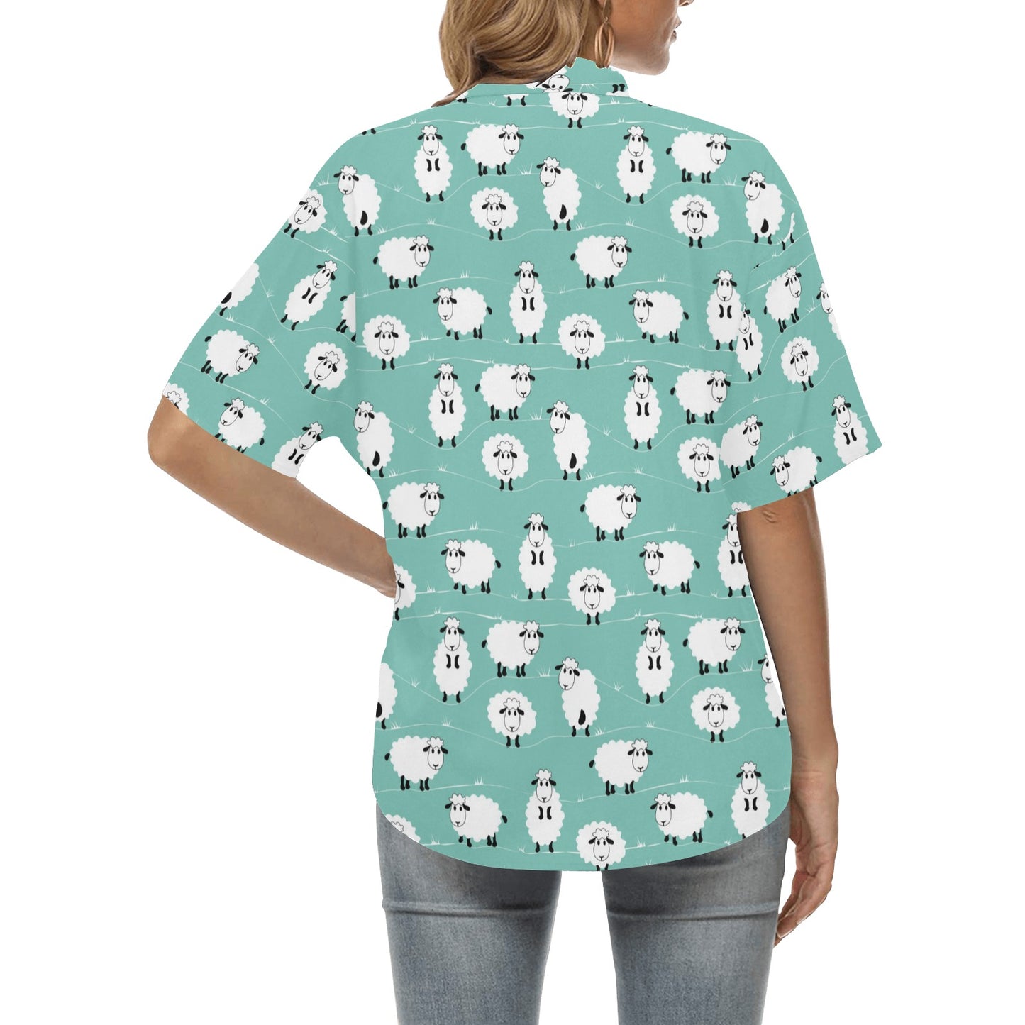 Sheep Print Design LKS404 Women's Hawaiian Shirt