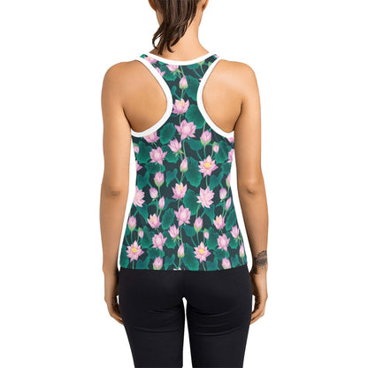 Water Lily Print Design LKS302 Women's Racerback Tank Top