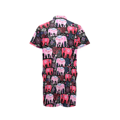 Pink Elephant Pattern Men's Romper