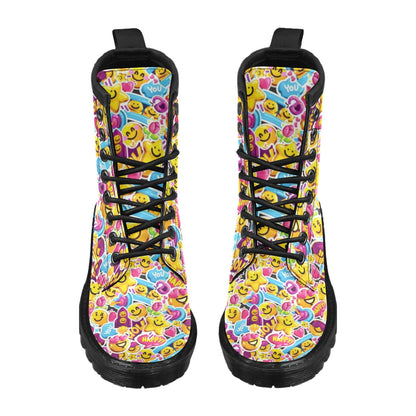 Emoji Sticker Print Pattern Women's Boots