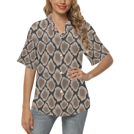 Snake Skin Design Print Women's Hawaiian Shirt