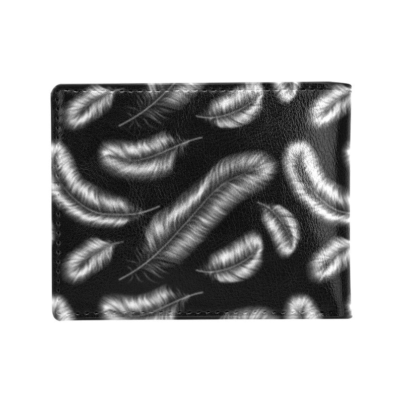 Feather Black White Design Print Men's ID Card Wallet