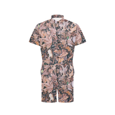 Camouflage Realistic Tree Leaf Print Men's Romper