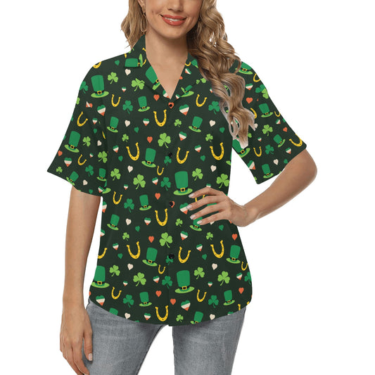 Shamrock Print Design LKS308 Women's Hawaiian Shirt