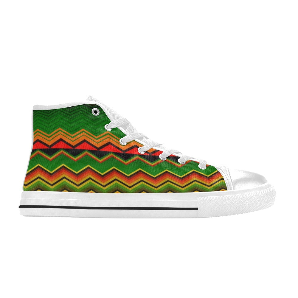 Serape Print Design LKS306 High Top Women's White Shoes