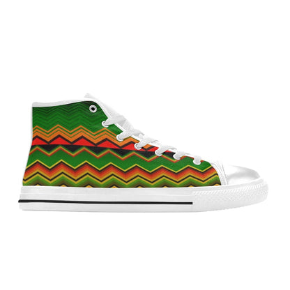 Serape Print Design LKS306 High Top Women's White Shoes
