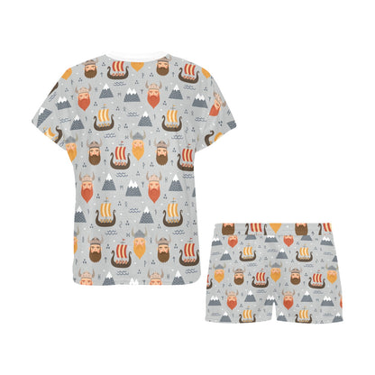 Vikings Print Design LKS307 Women's Short Pajama Set
