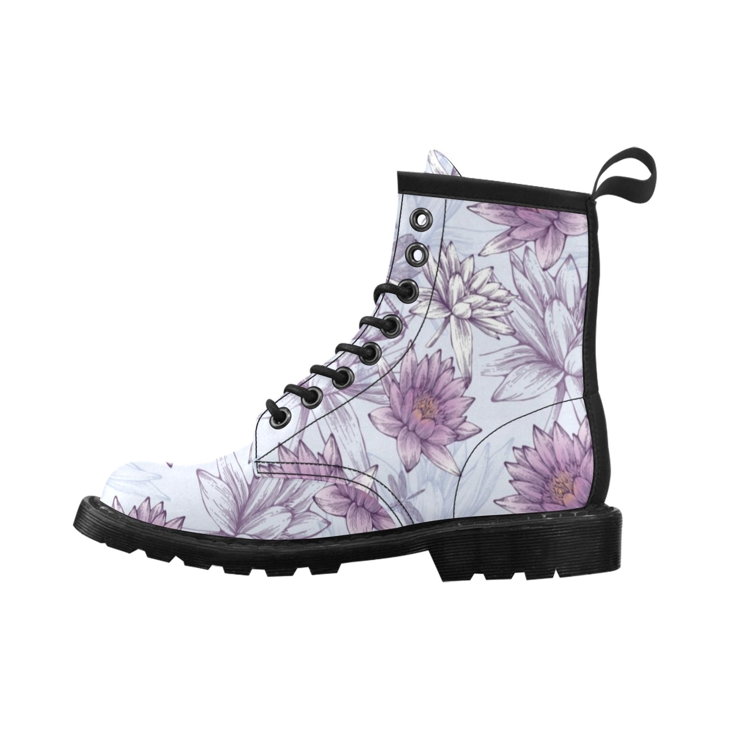 Water Lily Pattern Print Design WL01 Women's Boots