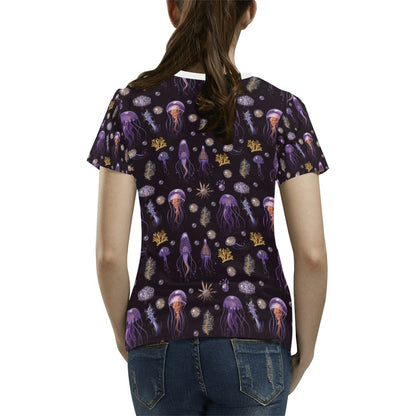 Seaweed With Jelly Fish Print Design LKS305 Women's  T-shirt