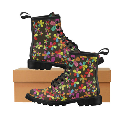 Flower Power Colorful Print Pattern Women's Boots