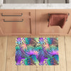 Neon Flower Tropical Palm Leaves Kitchen Mat