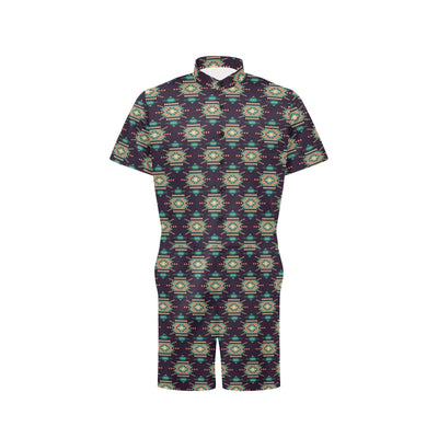 Navajo Geometric Style Print Pattern Men's Romper