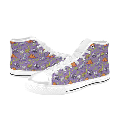 Zombie Dinosaur Print Design LKS302 High Top Women's White Shoes