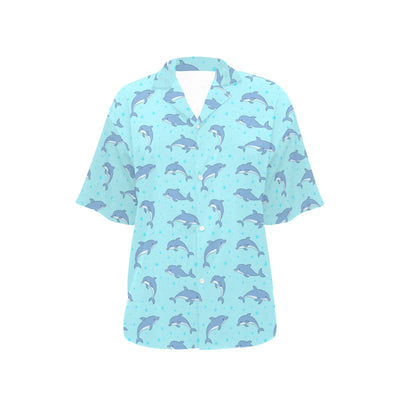 Dolphin Baby Cute Print Pattern Women's Hawaiian Shirt