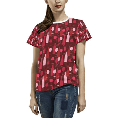 Wine Print Design LKS304 Women's  T-shirt
