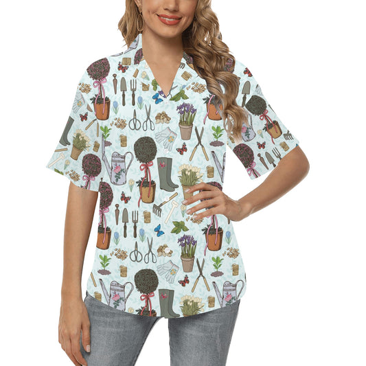 Gardening Pattern Print Design G01 Women's Hawaiian Shirt