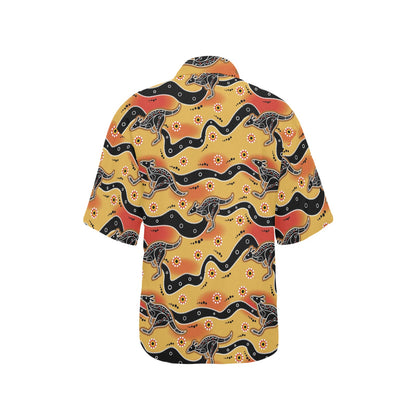 Kangaroos Aboriginal Pattern Print Design 06 Women's Hawaiian Shirt