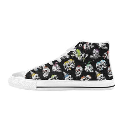 Skull Print Design LKS3013 High Top Women's White Shoes