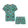 Tattoo Tiger Head Print Design LKS304 Women's Short Pajama Set