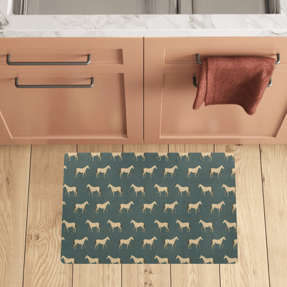 Horse Classic Themed Pattern Print Kitchen Mat