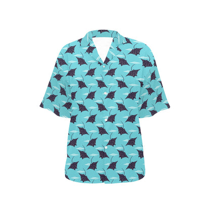 Manta Ray Print Design LKS403 Women's Hawaiian Shirt
