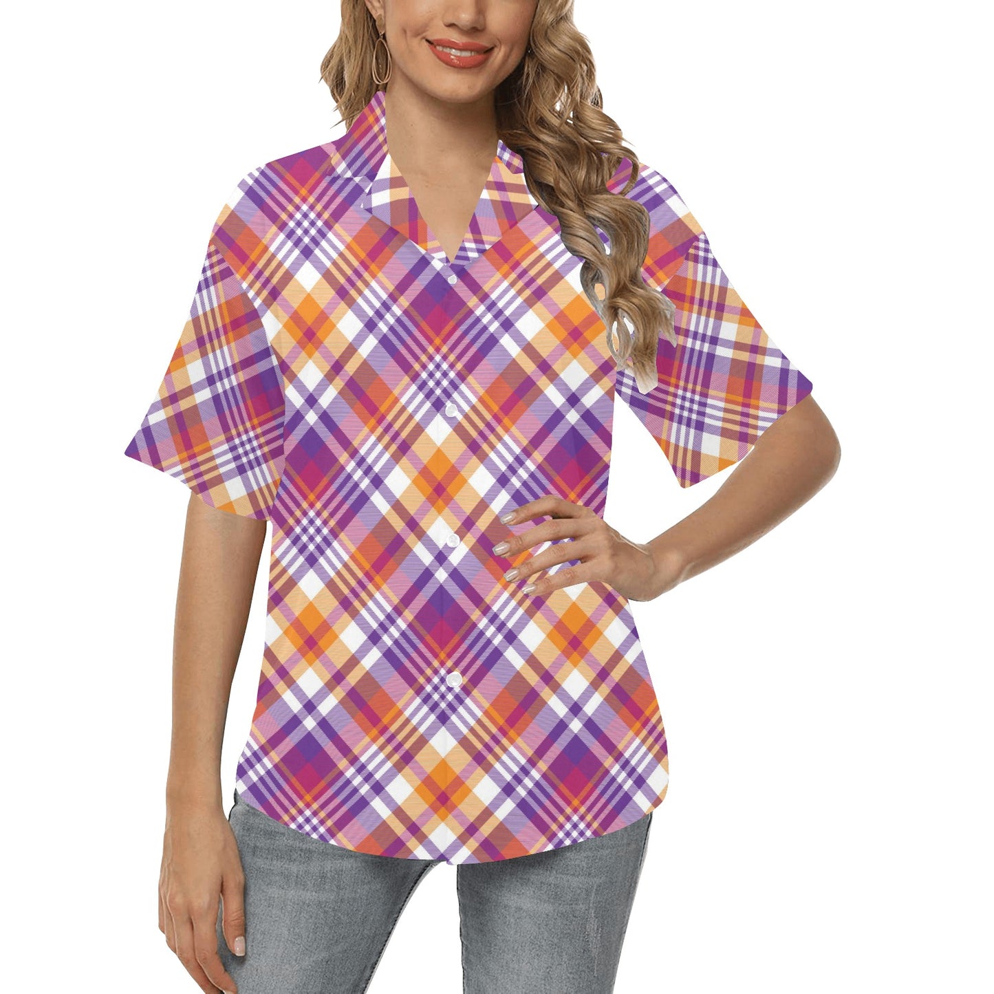Madras Pattern Print Design 02 Women's Hawaiian Shirt