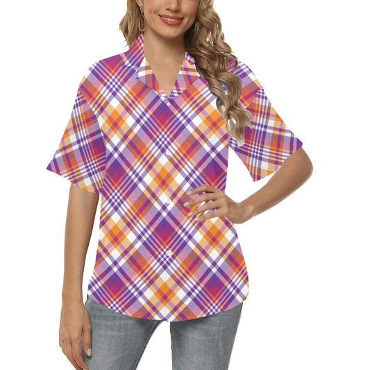 Madras Pattern Print Design 02 Women's Hawaiian Shirt