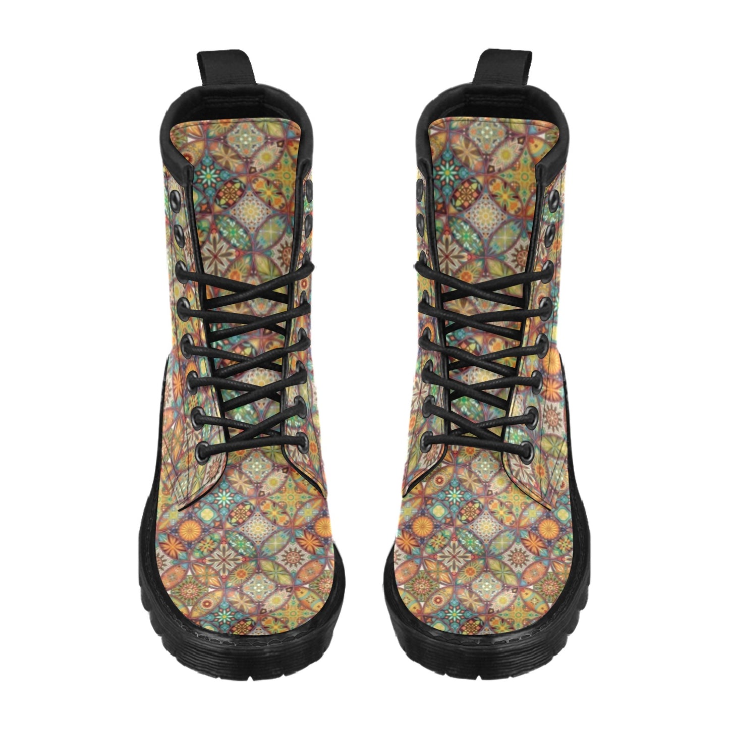 Mandala Flower Themed Design Print Women's Boots