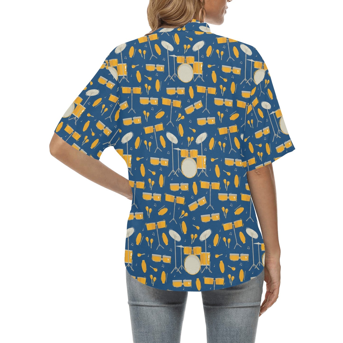 Drum Set Pattern Print Design 03 Women's Hawaiian Shirt