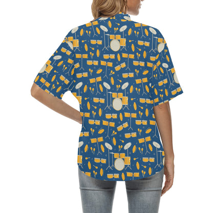 Drum Set Pattern Print Design 03 Women's Hawaiian Shirt